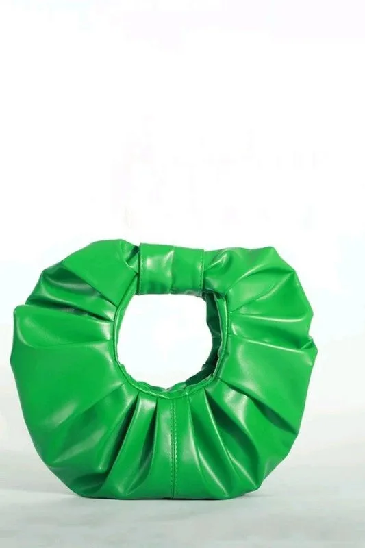 Green Ruched Clutch Handbag