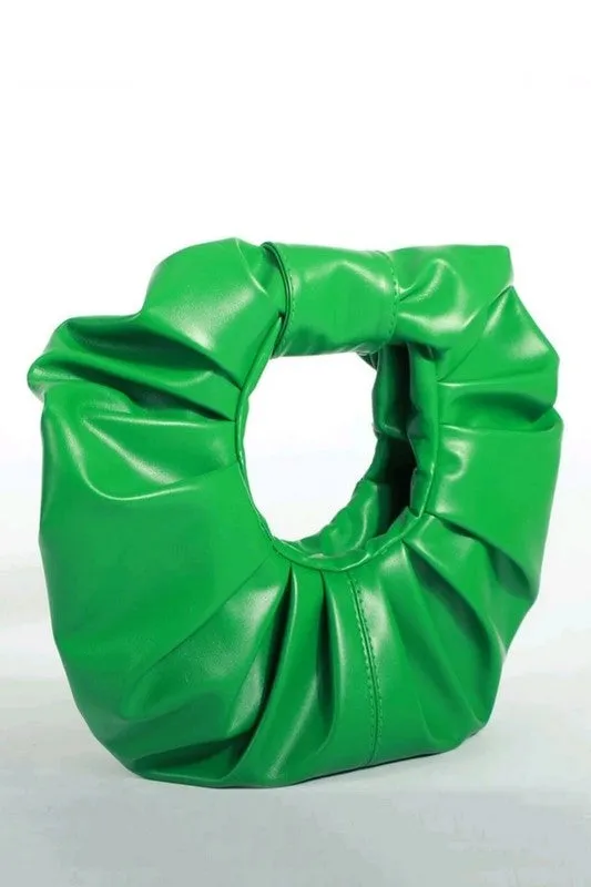 Green Ruched Clutch Handbag