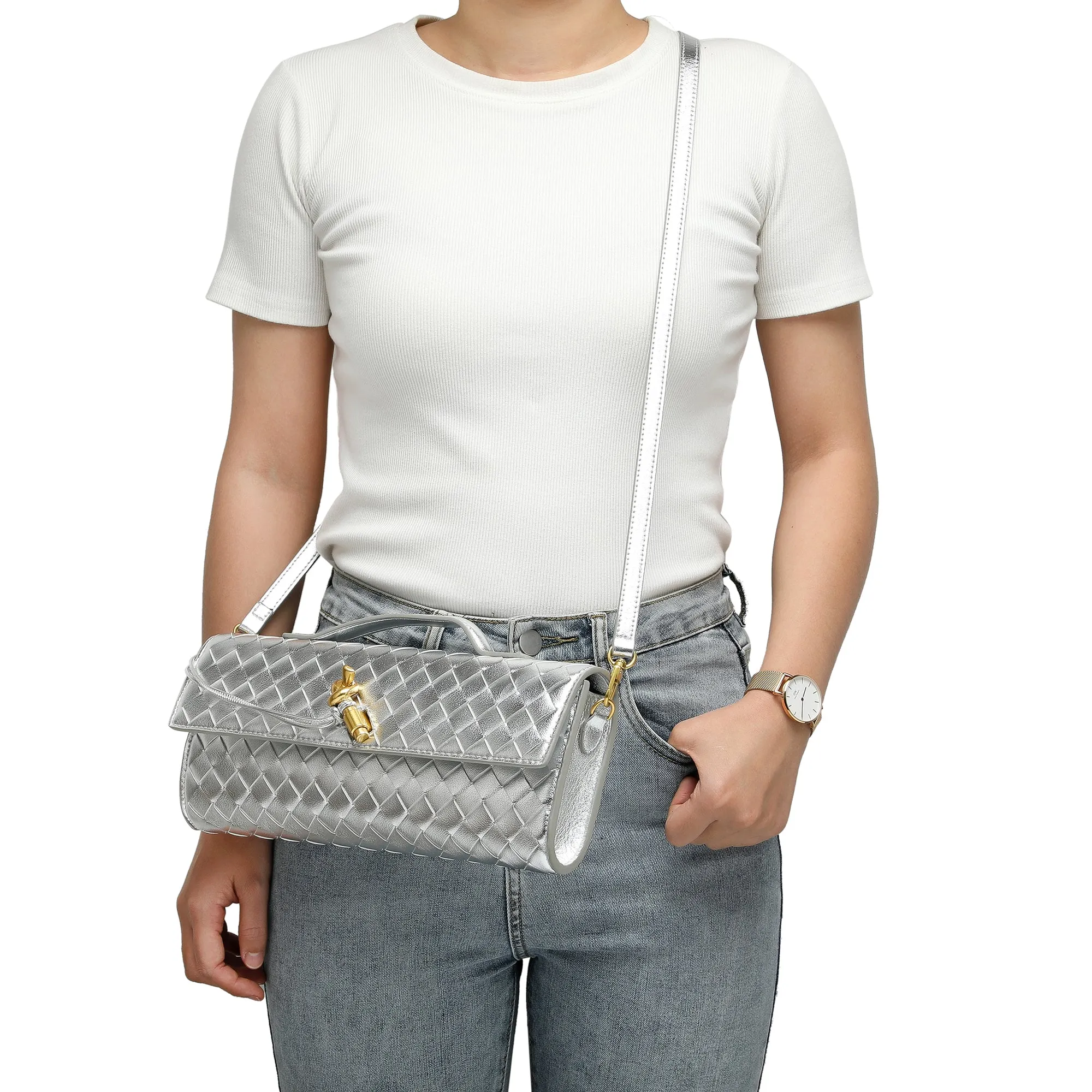 Hand-Woven Long Leather Clutch