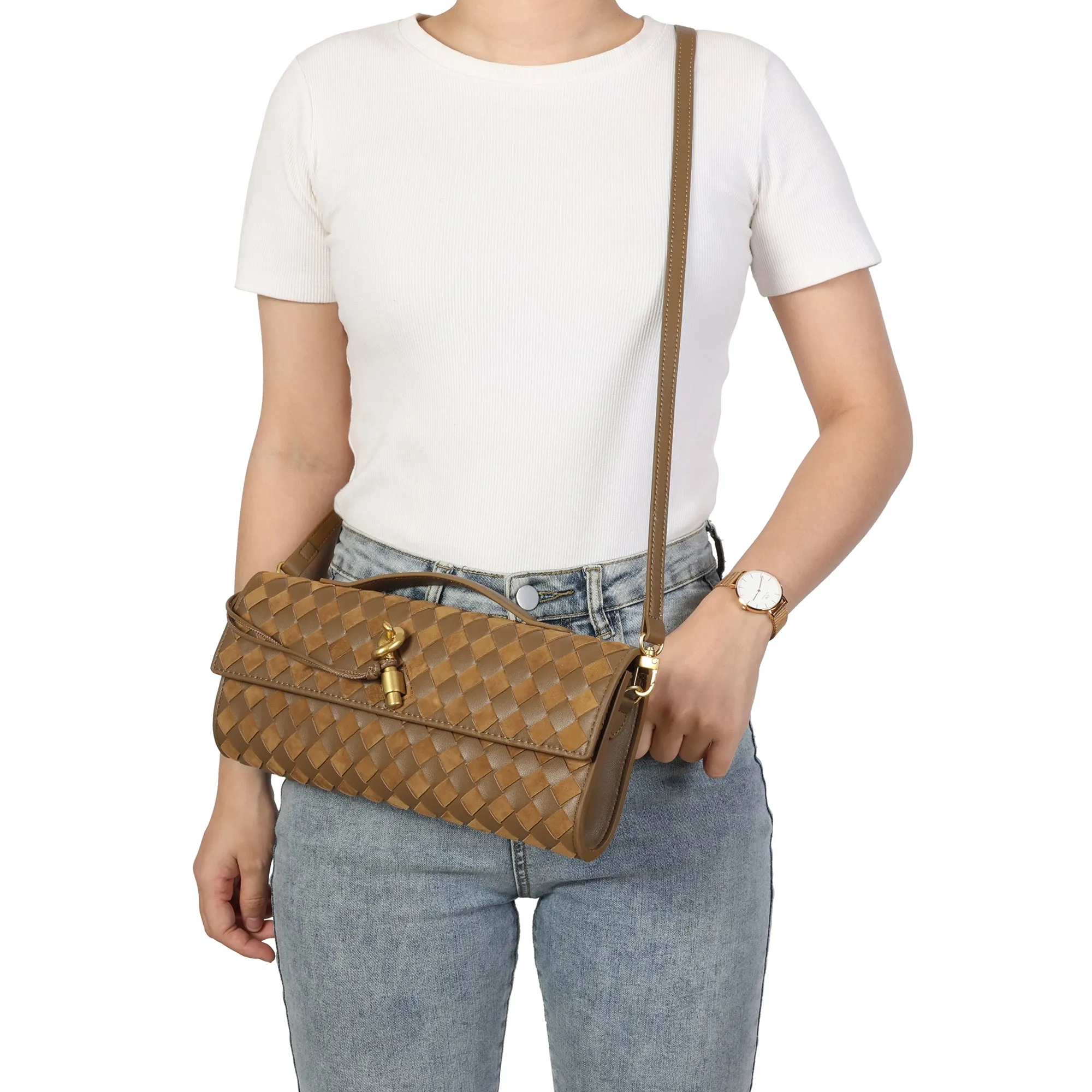 Hand-Woven Long Leather Clutch