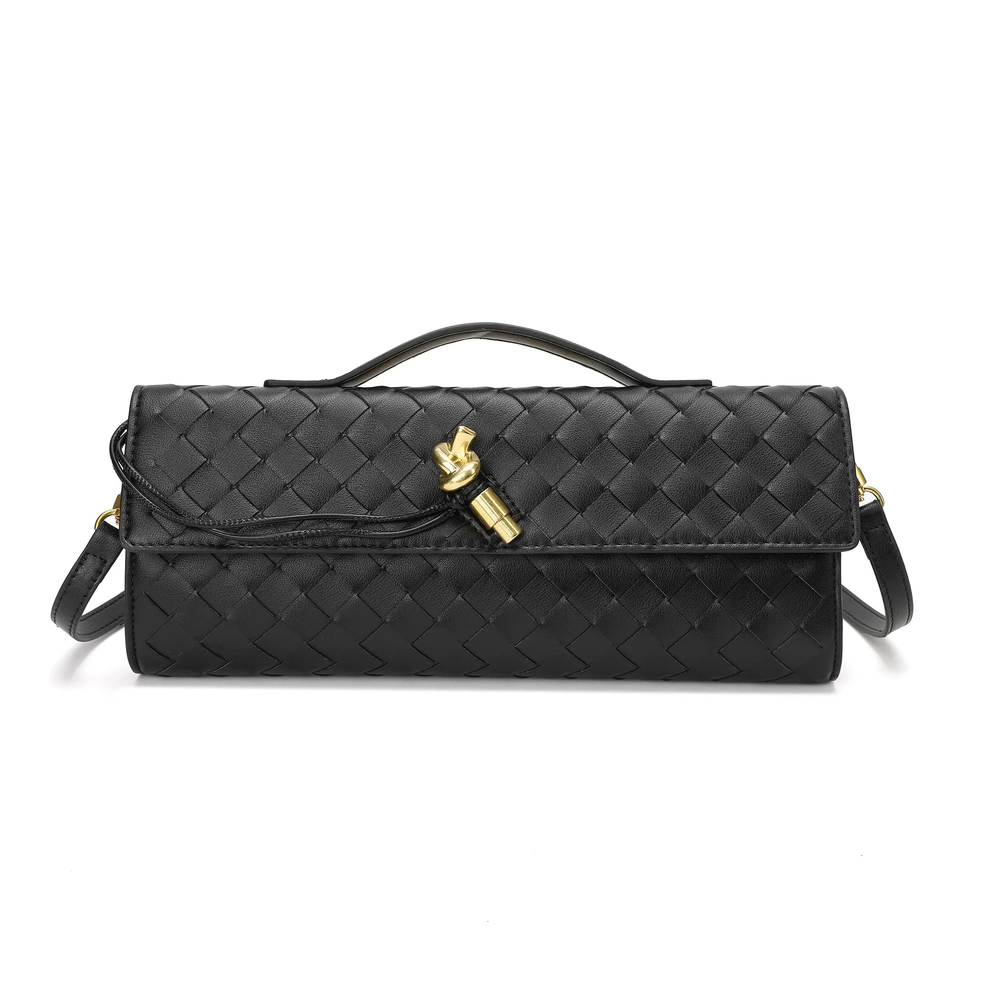 Hand-Woven Long Leather Clutch