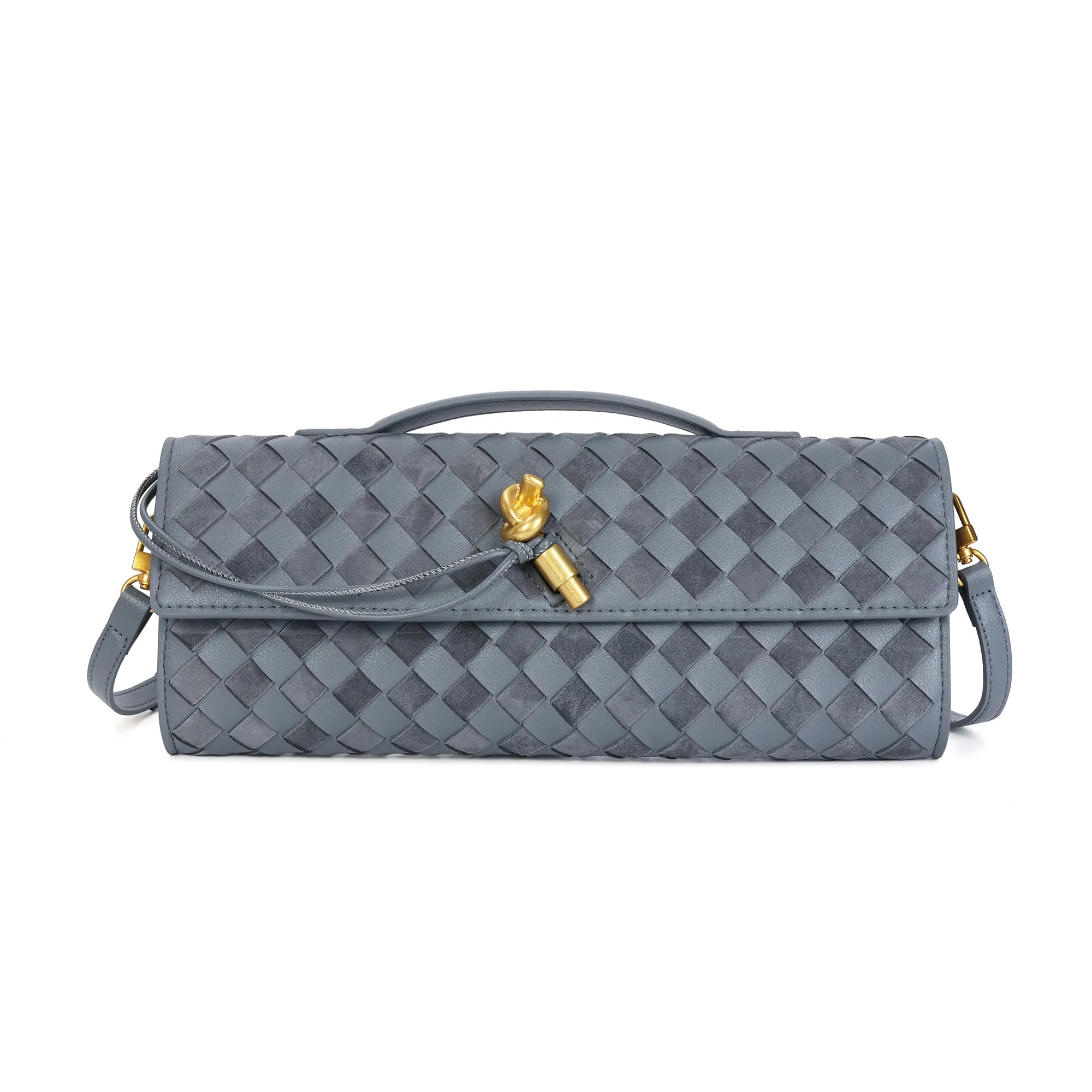 Hand-Woven Long Leather Clutch