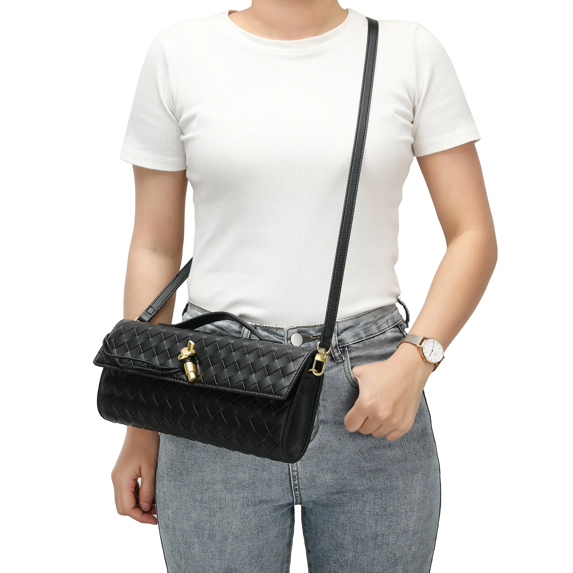 Hand-Woven Long Leather Clutch