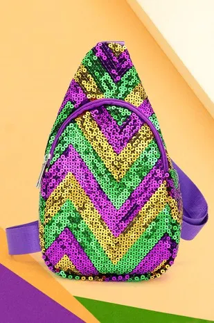 HBG104966/CHEVRON SLING BAG MARDI GRAS