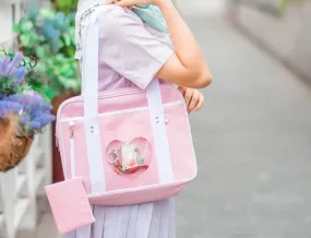 Heart Shoulder Student Pink Blue Purple Stripe Messenger Bag