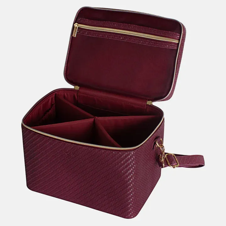 Herringbone Cosmetic Bag Collection | Plum