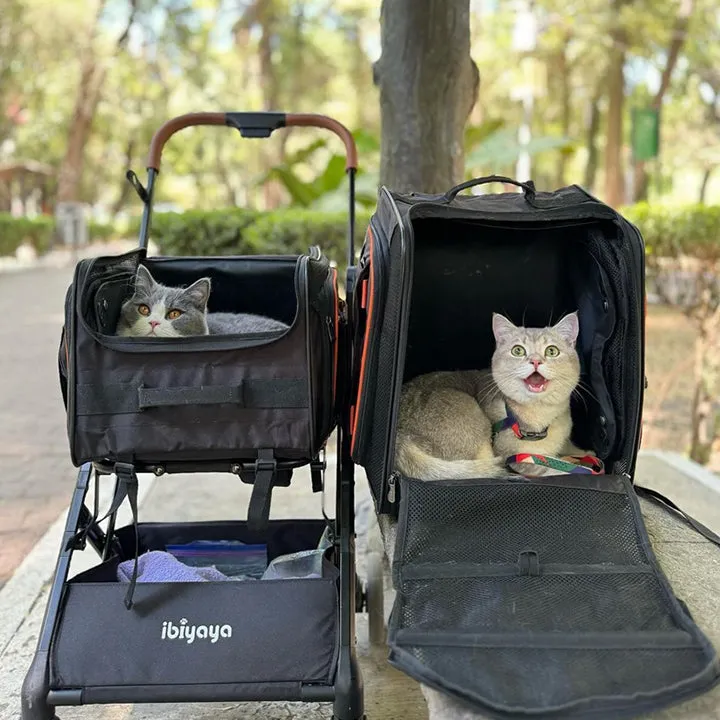 Ibiyaya JetPaw 3-in-1 Pet Stroller/Removable Airline-Approved Carrier | Expandable Rolling Pet Carrier-Backpack