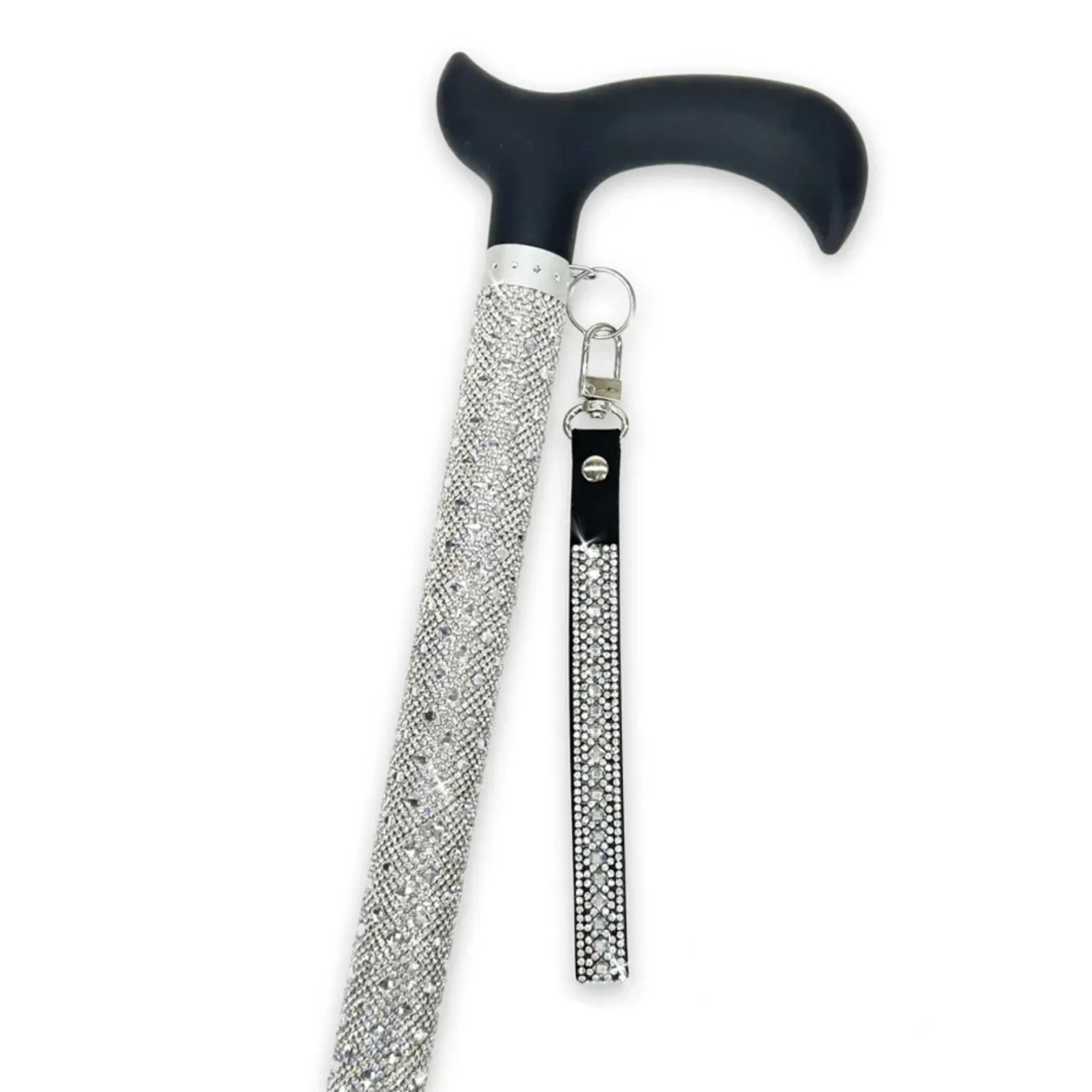 Jacqueline Kent "Sugar Cane" White Diamond Silver Adjustable Medical Cane