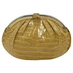 Judith Leiber Tan Alligator Clutch