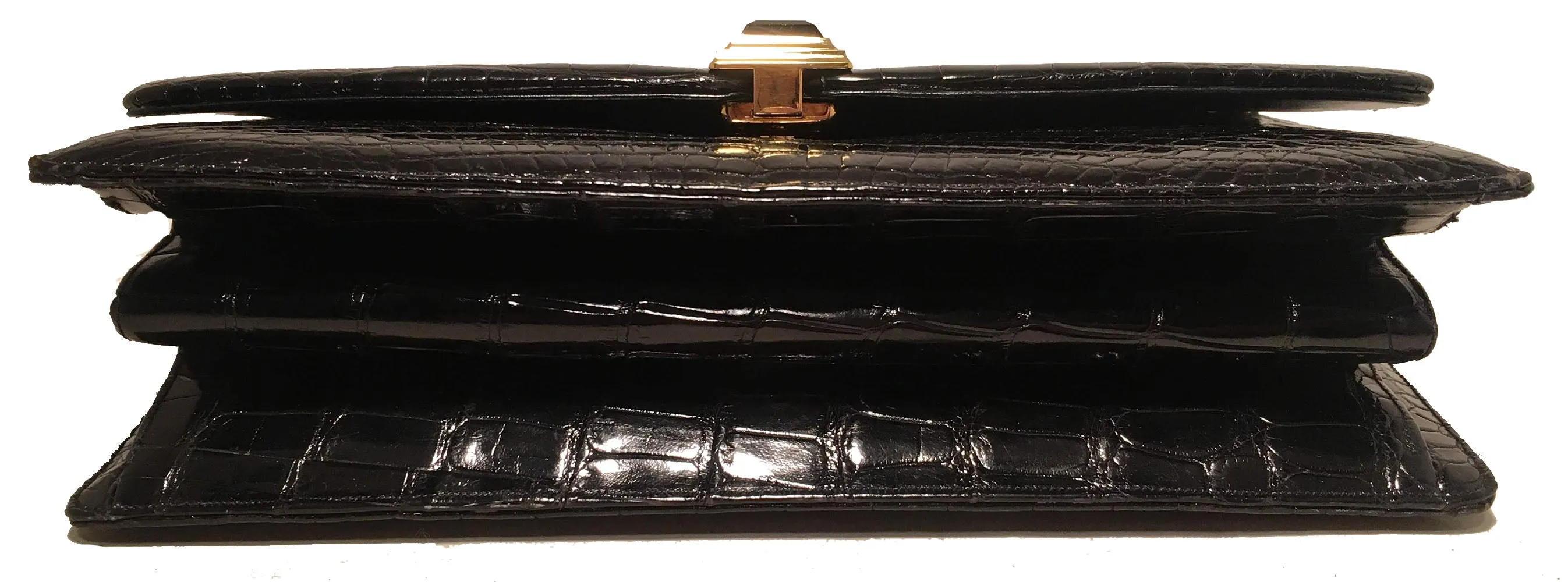 Judith Leiber Vintage Black Alligator Shoulder Bag Clutch