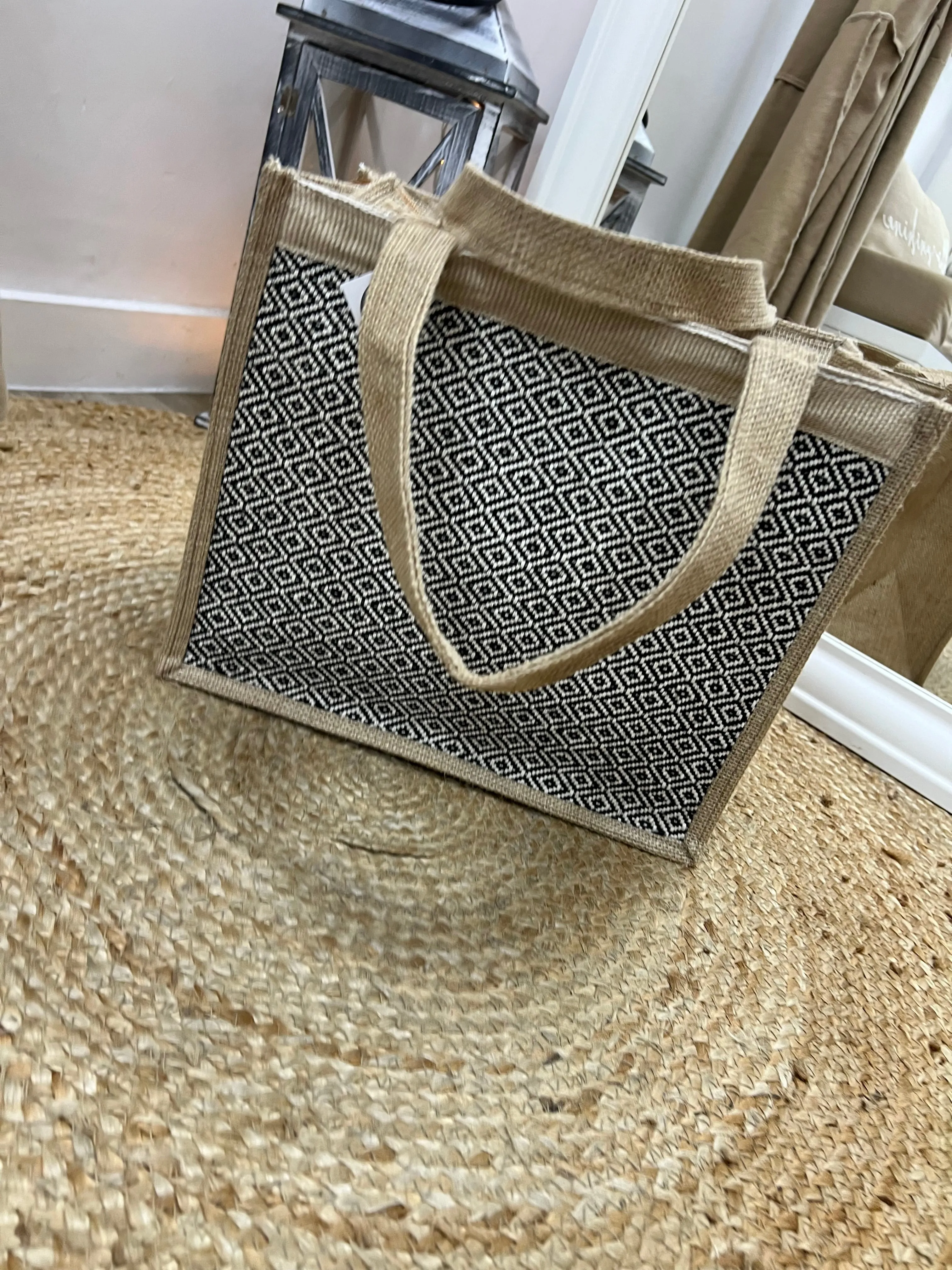 Jute Beach Bag - Black