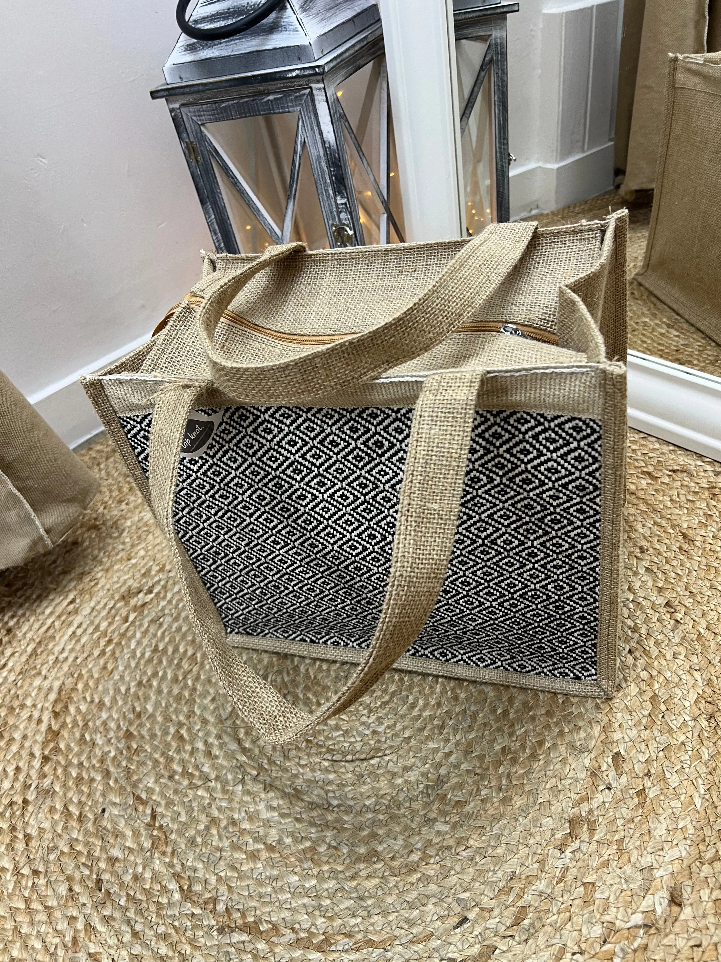 Jute Beach Bag - Black