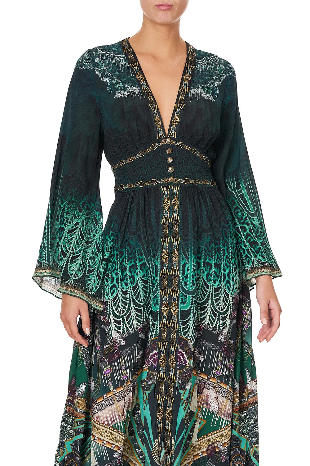 KIMONO SLEEVE DRESS WITH SHIRRING DETAIL FITZGERALDS FLAPPER