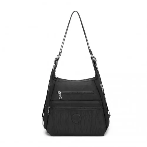 Kono Multipurpose 3-Way Casual Shoulder Bag with Double Zippers - Black | Waterproof, Adjustable, Versatile