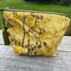 Kōwhai Flower Velvet Cosmetic Bag