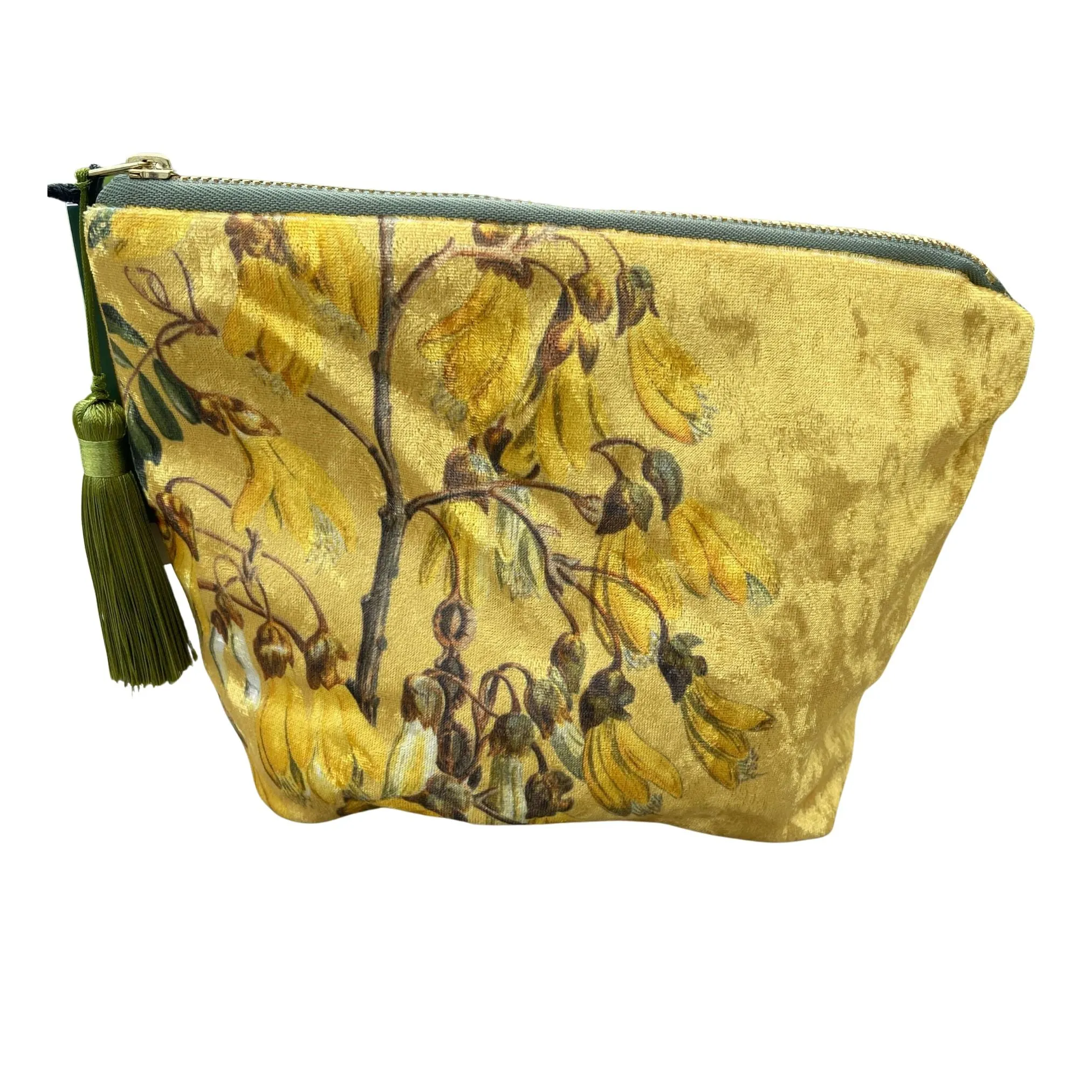 Kōwhai Flower Velvet Cosmetic Bag