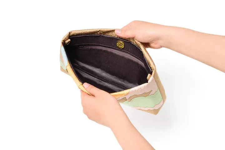 Kyo-Yuzen Clutch Bag - Black(multi-color), Made in Kyoto, Japan