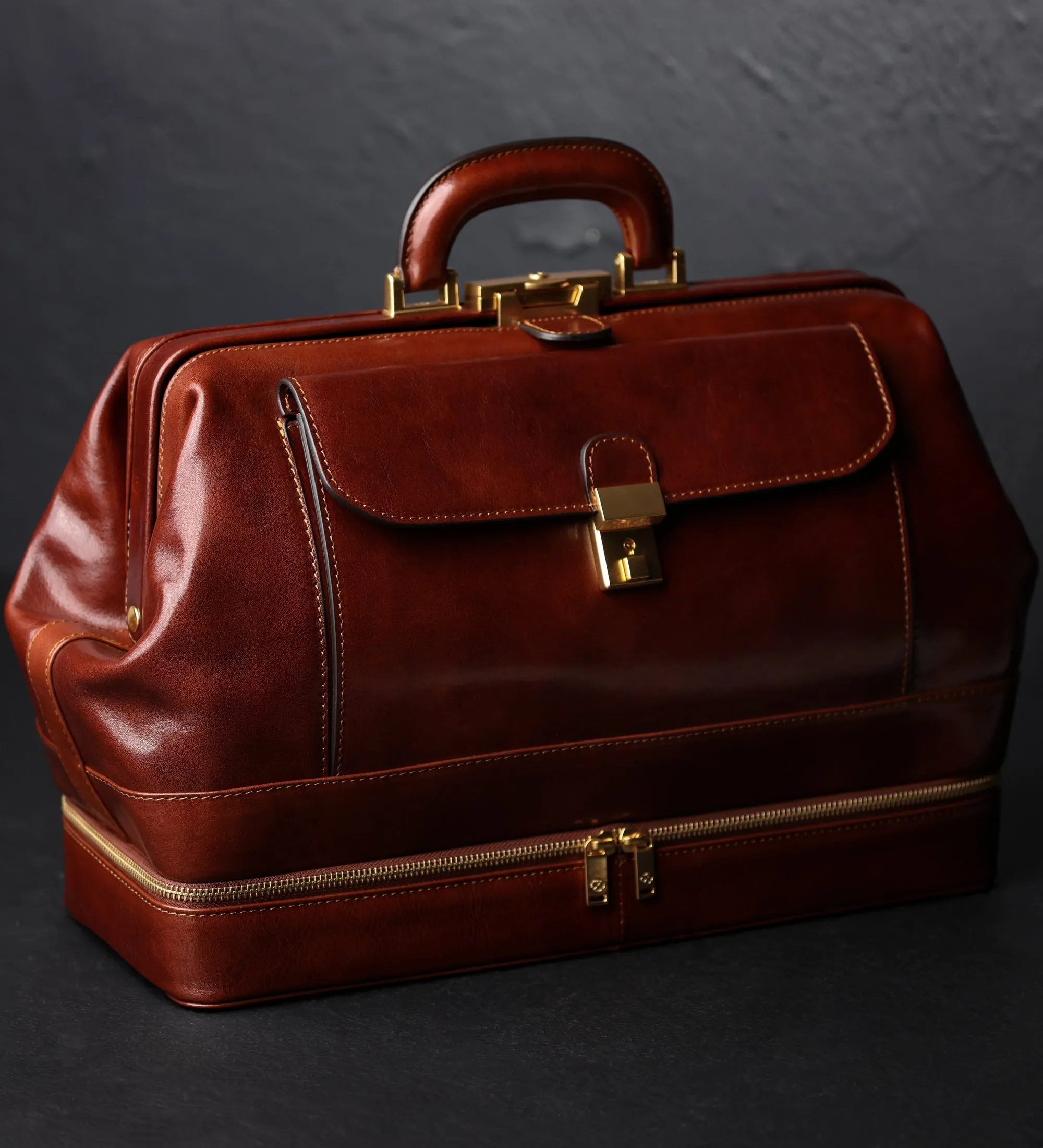 Large Full Grain Italian Leather Doctor Bag - The Master and Margarita