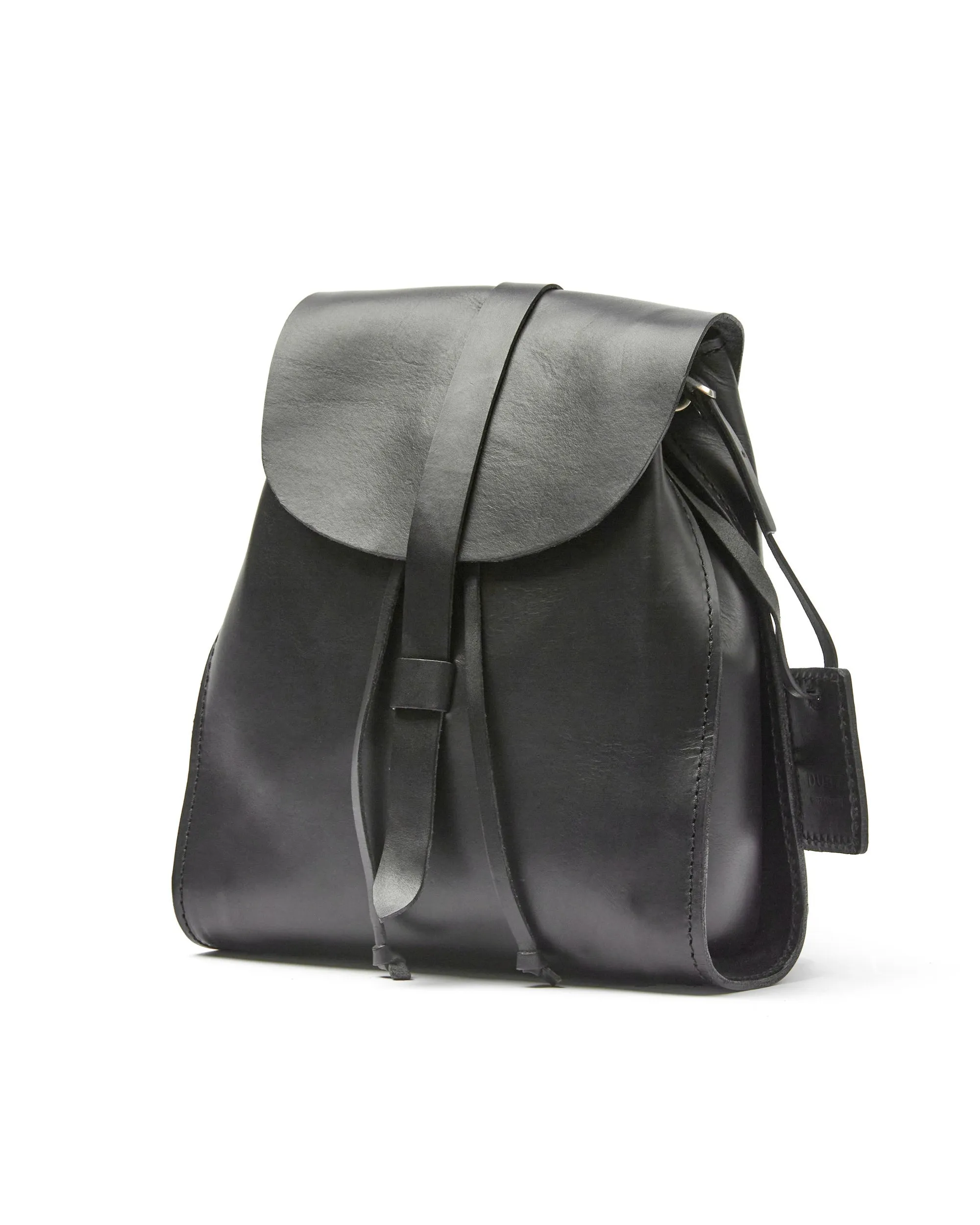 Leather Backpack in Cuoio Black Mod 130