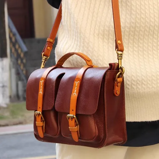 Leather Cambridge Satchel,Unisex Color-Block Crossbody Cambridge Leather Bag,For Women For Men-i7bags