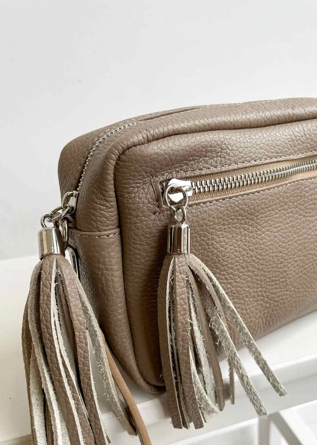 Leather Camera Bag - Taupe