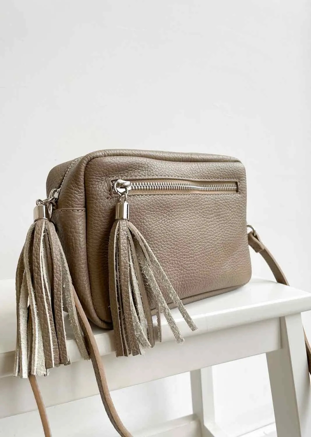 Leather Camera Bag - Taupe