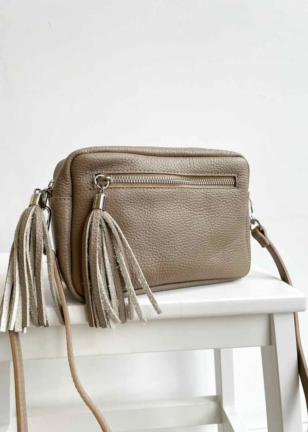 Leather Camera Bag - Taupe