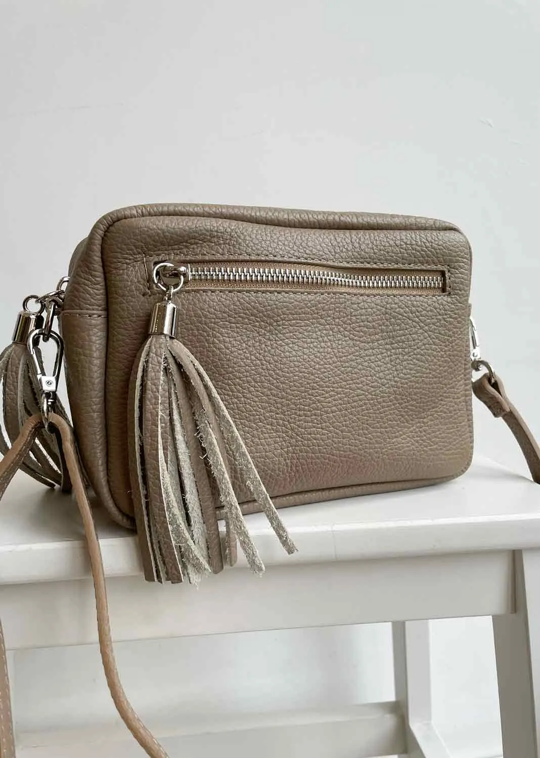 Leather Camera Bag - Taupe