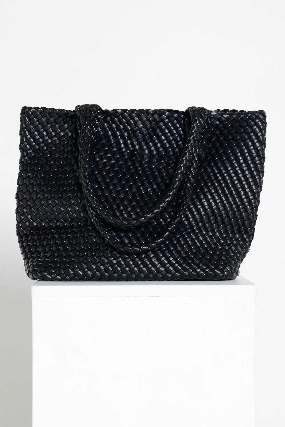 Lois Woven Bag & Clutch  - Black