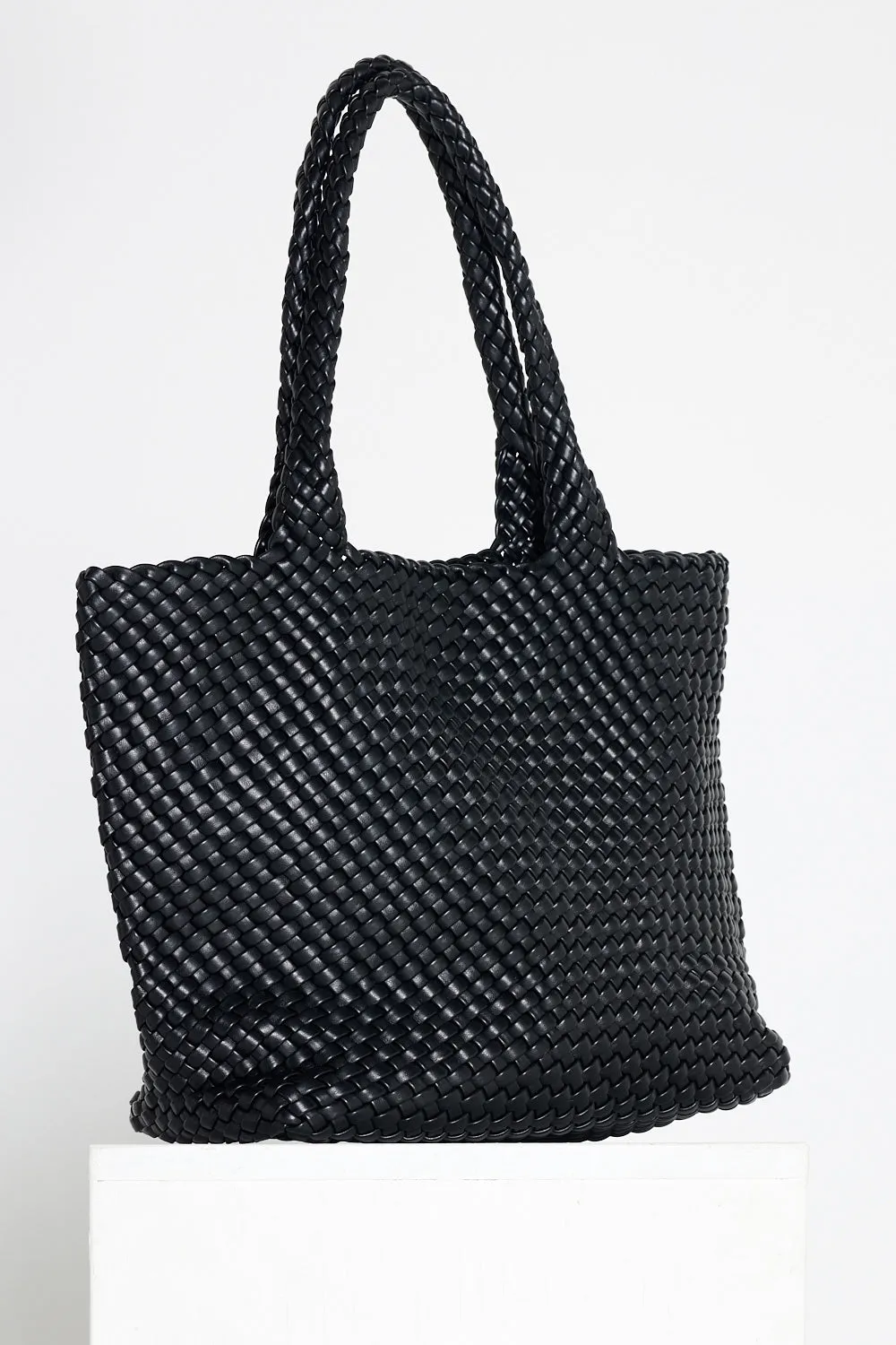 Lois Woven Bag & Clutch  - Black