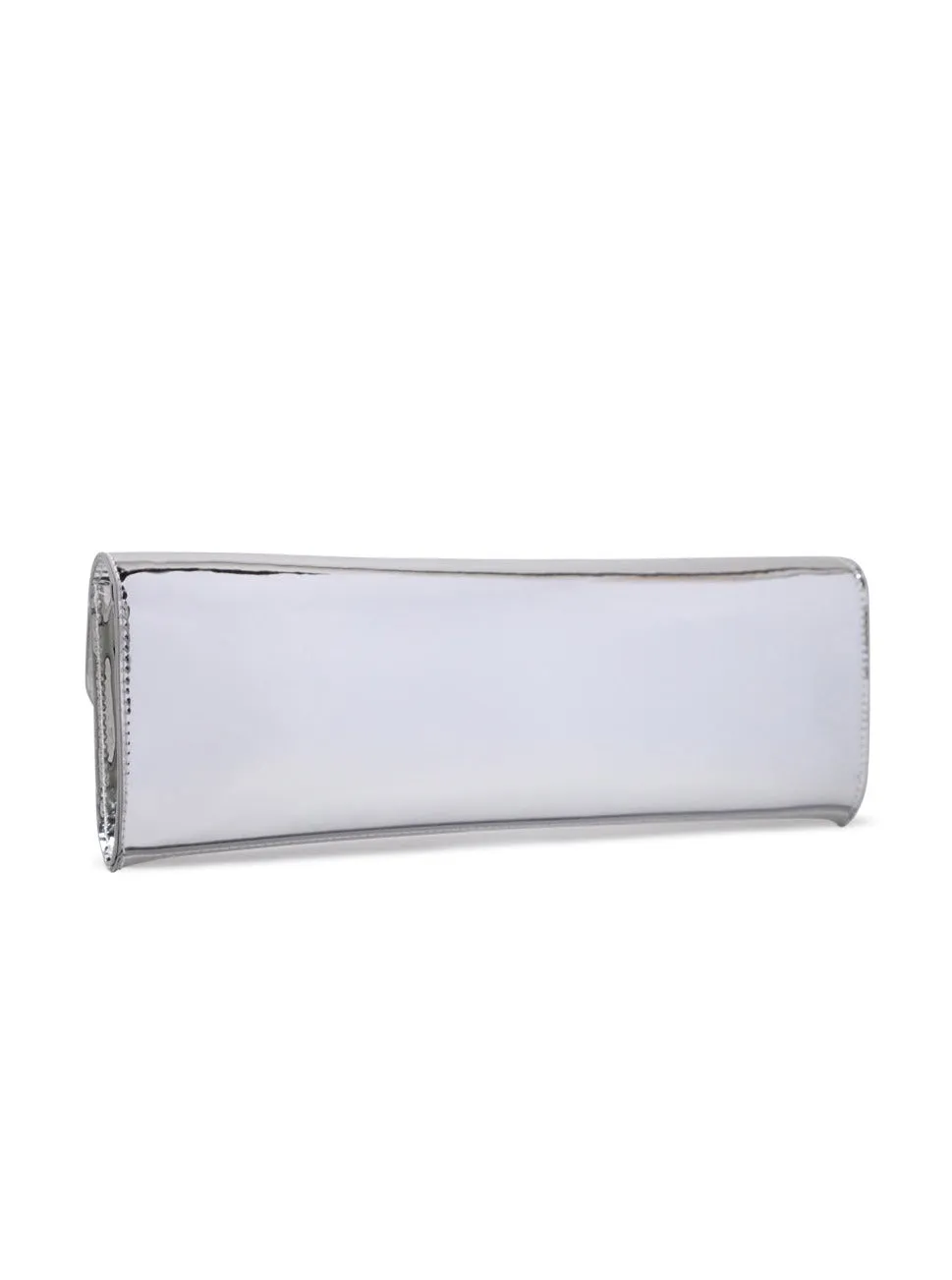 Long Clutch Bag in Liquid Silver