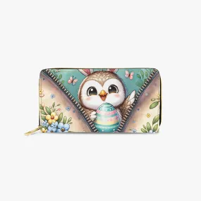 Long Type Zipper Purse Easter- Owl with Bunny ears - awd-1302