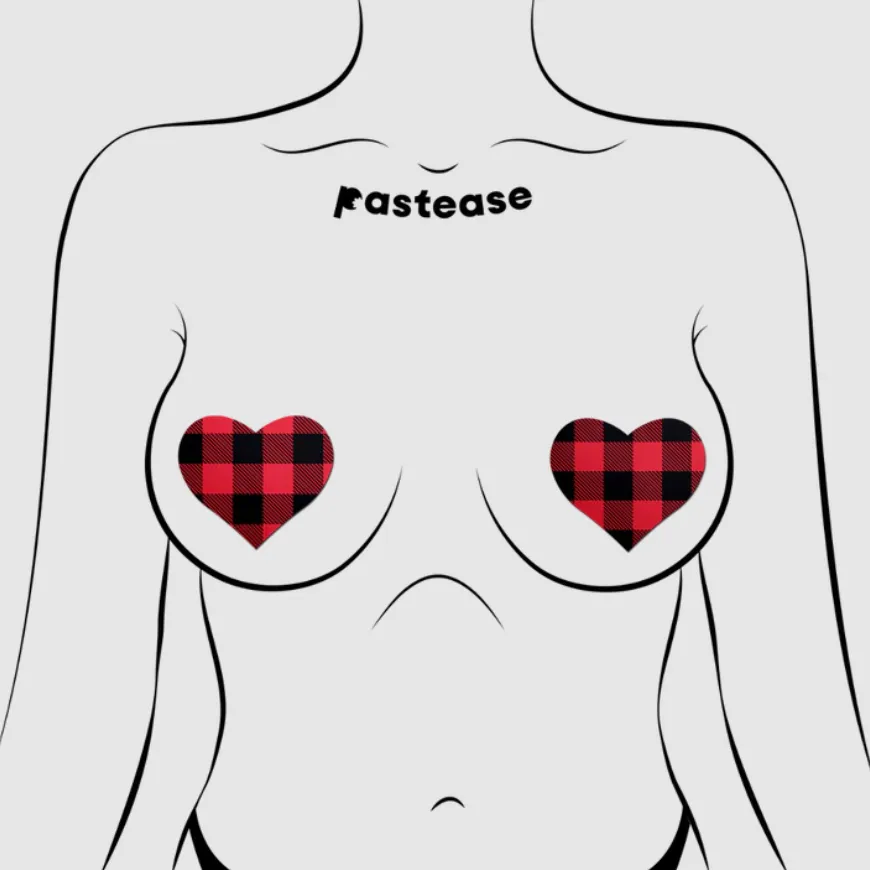 Love: Buffalo Plaid Heart Nipple Pasties