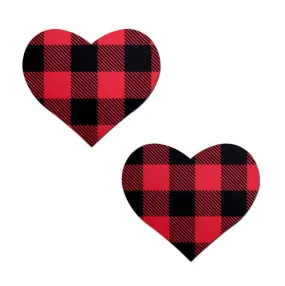 Love: Buffalo Plaid Heart Nipple Pasties