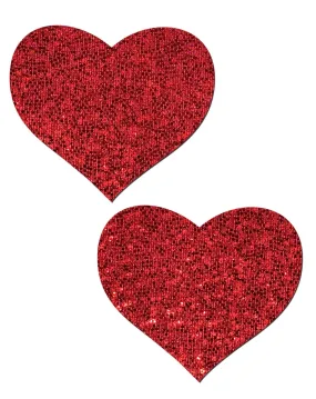 Love: Red Glitter Heart Nipple Pasties