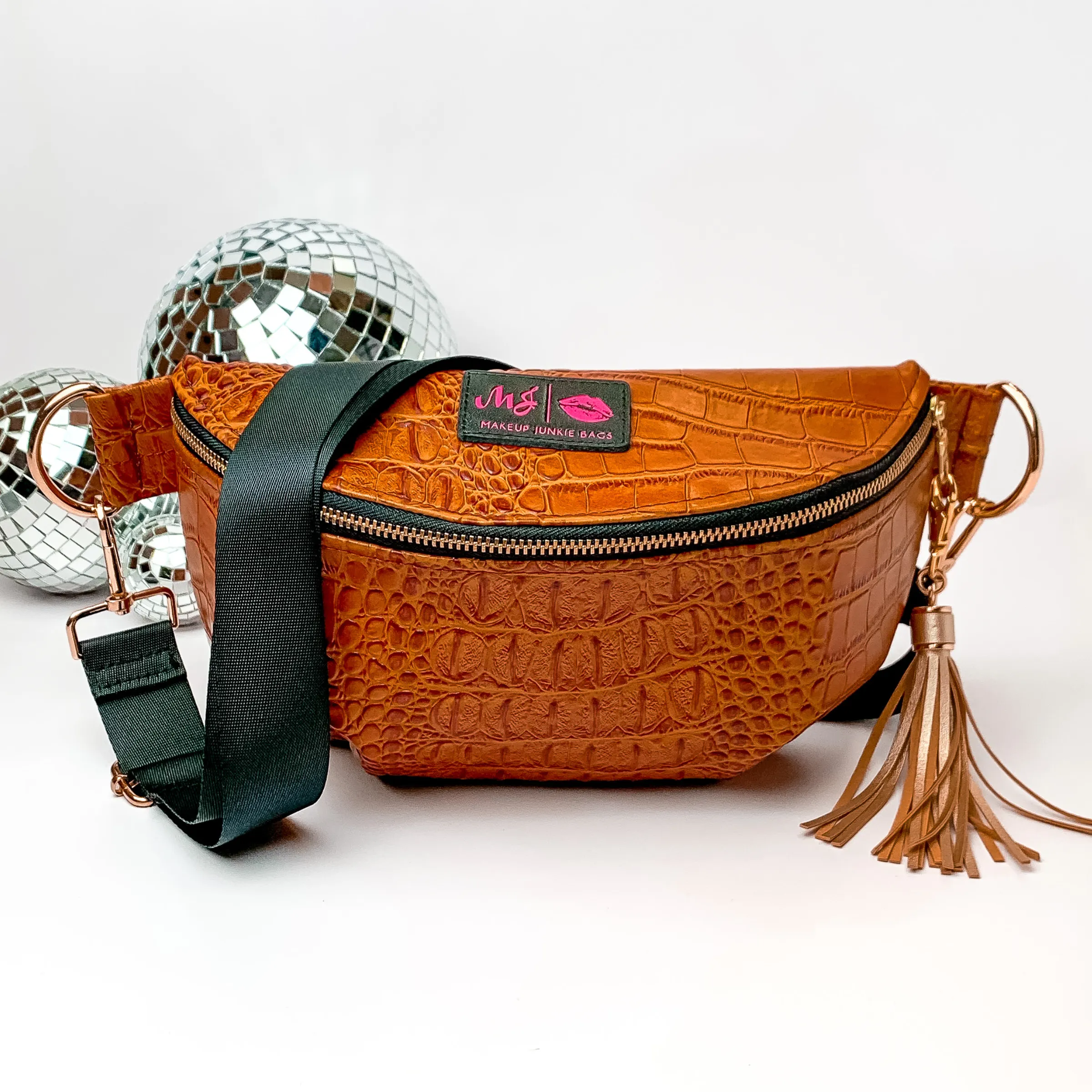 Makeup Junkie | El Dorado Sidekick with Adjustable Strap in Tan Croc Print