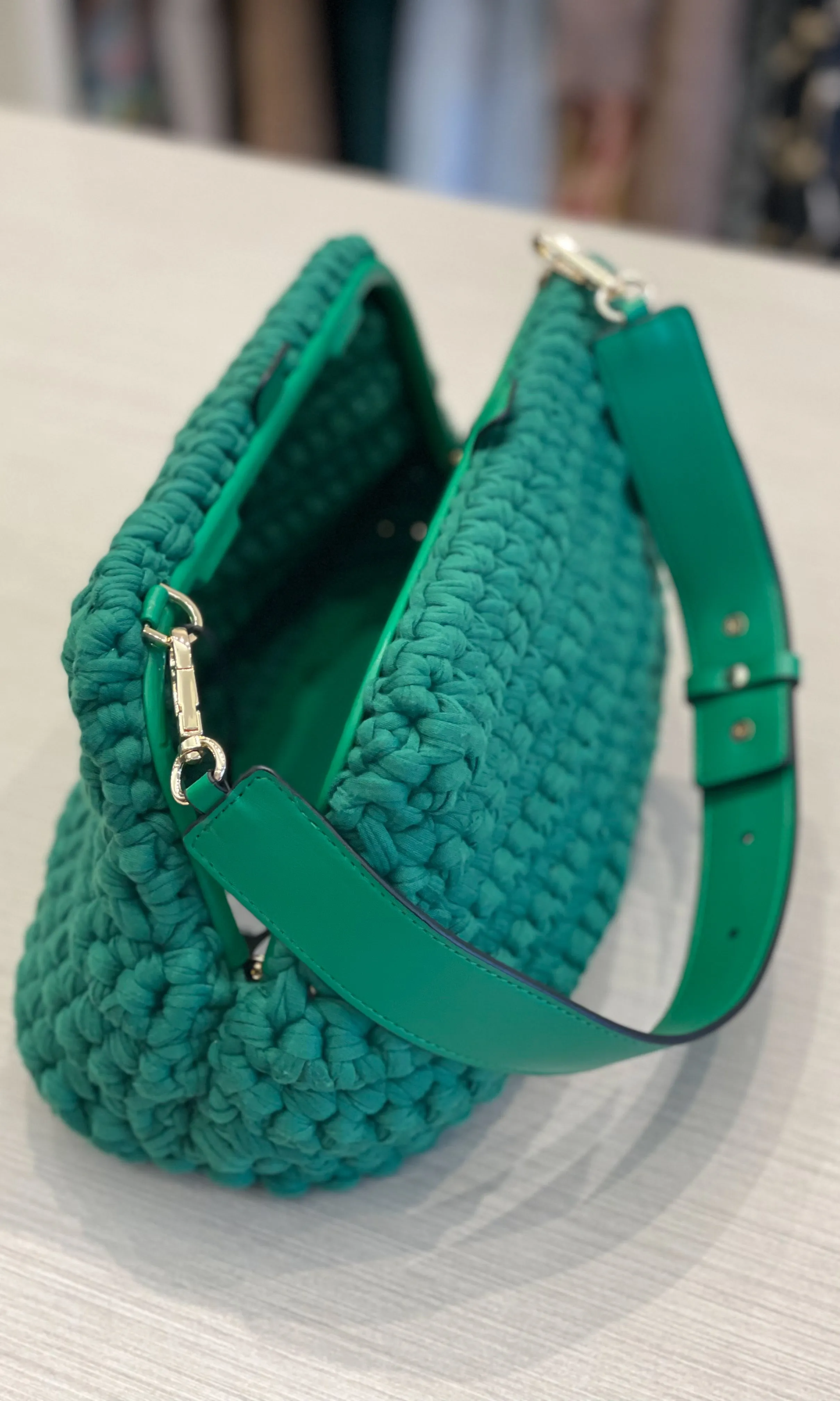 Marella Crochet Green Handbag