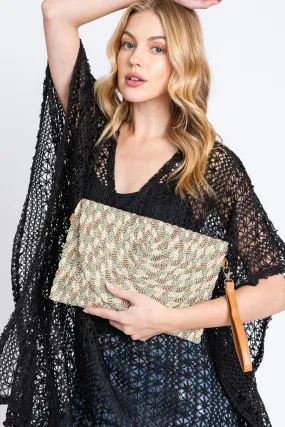 MB0220 Valerie Lurex Mixed Colored Straw Clutch/Crossbody