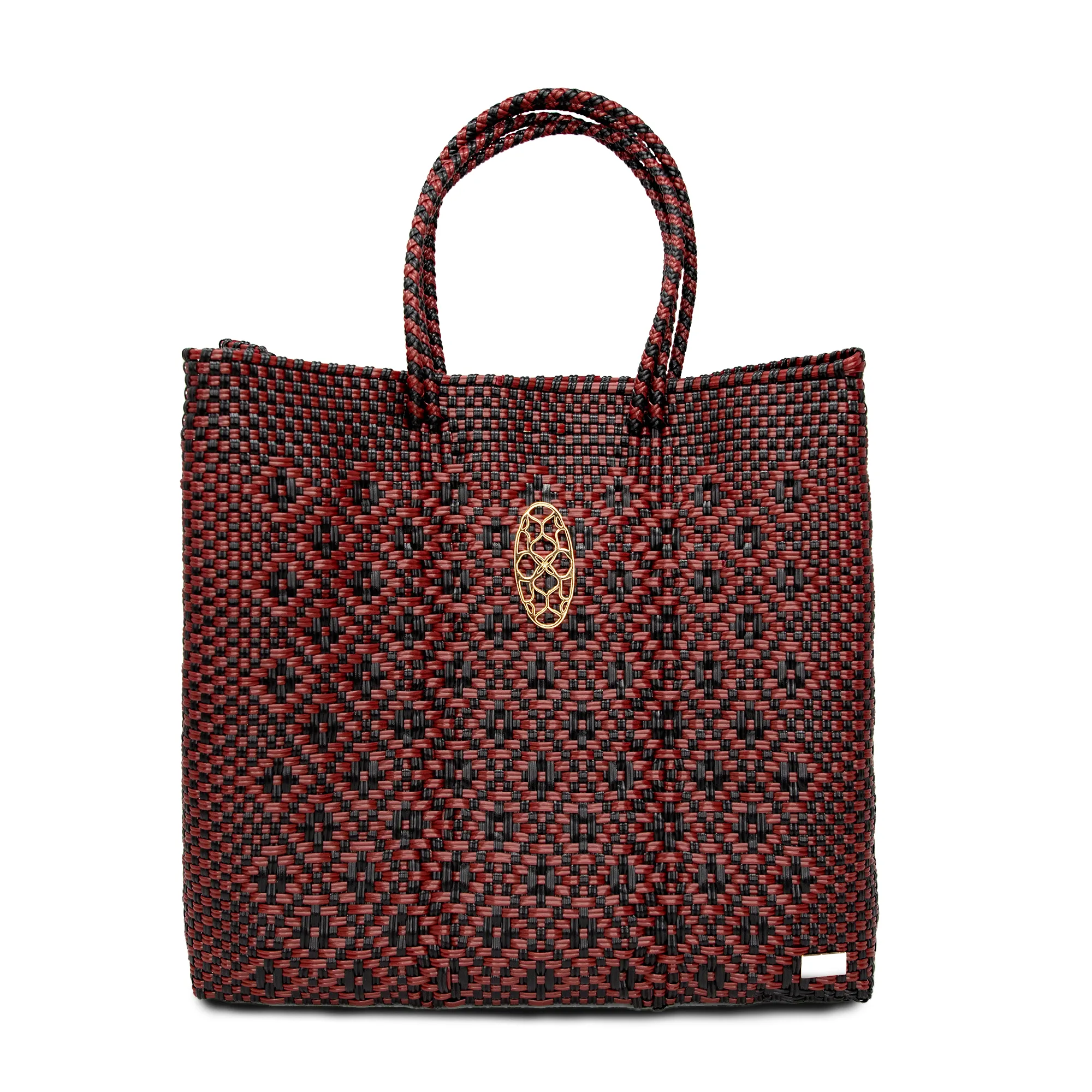 MEDIUM BURGUNDY BLACK AZTEC TOTE BAG