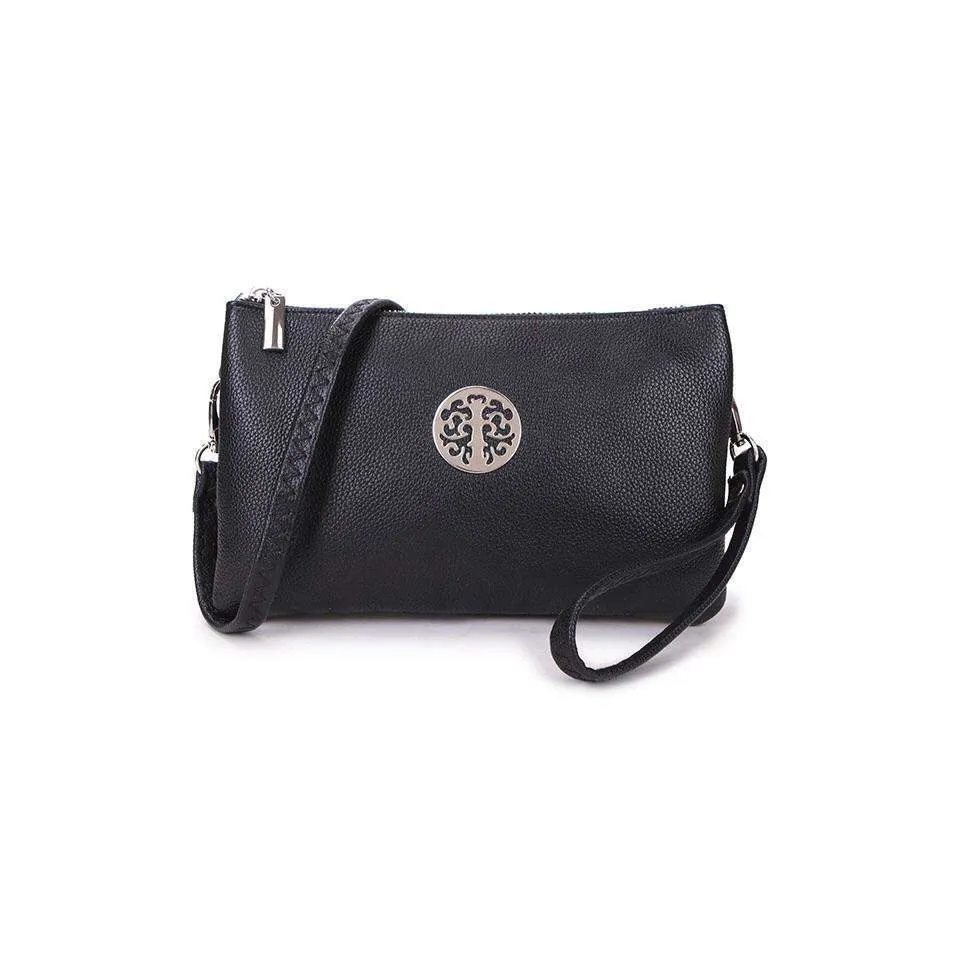 Medium Crossbody Bag With Wristlet Strap And Silver Tree Of Life Logo (Available in 21 Colours)