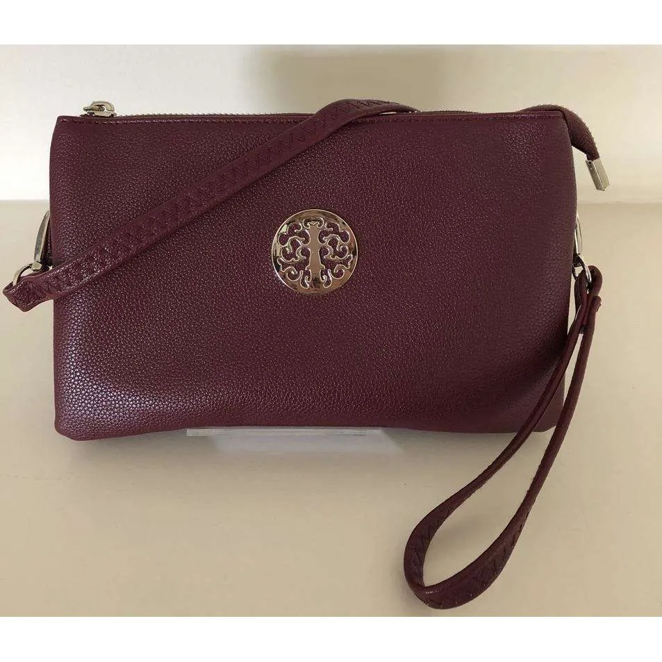 Medium Crossbody Bag With Wristlet Strap And Silver Tree Of Life Logo (Available in 21 Colours)