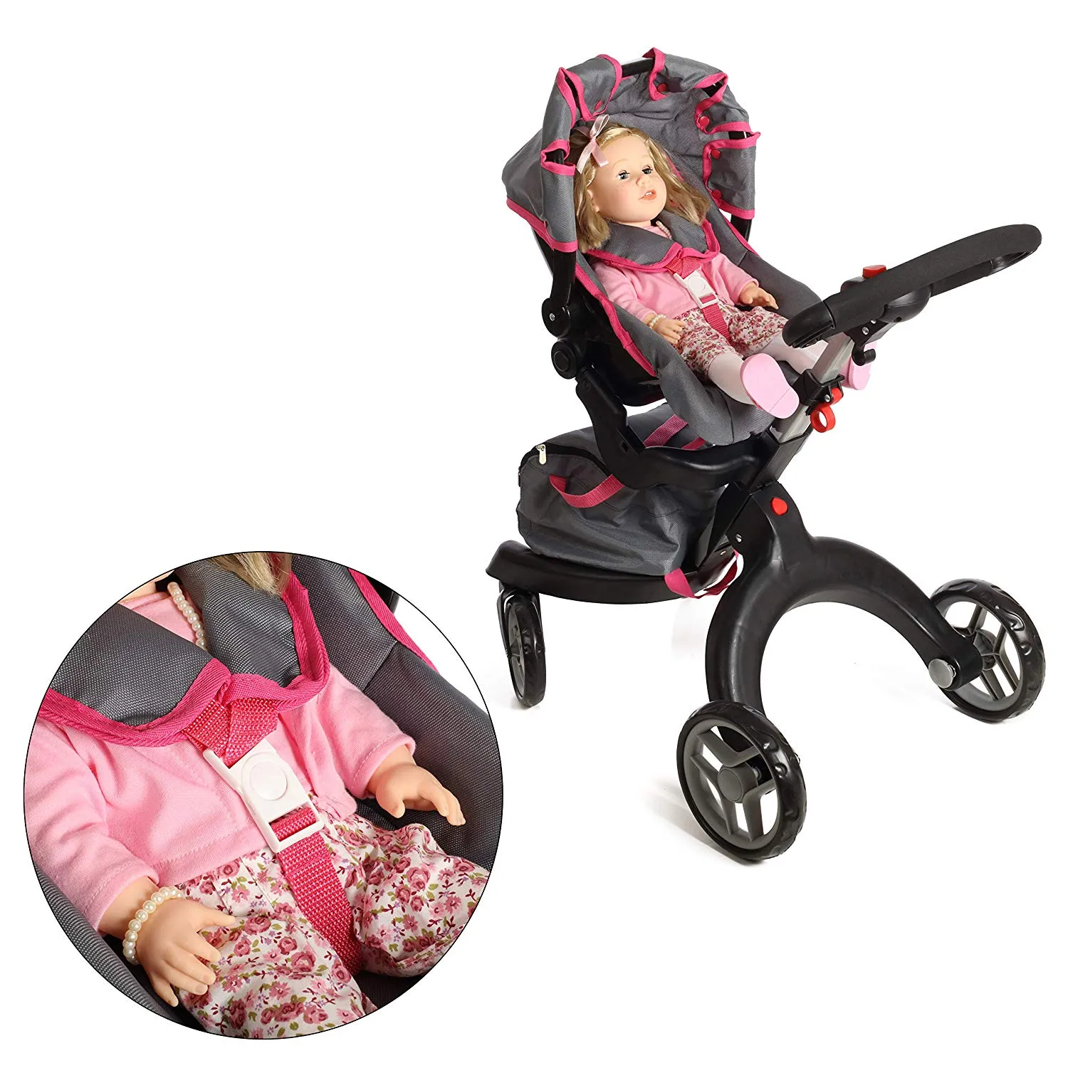 Mommy and Me SoCutie Doll Stroller with Swiveling Wheels and Adjustable Handle. Carriage Bag Included - Stokke Style