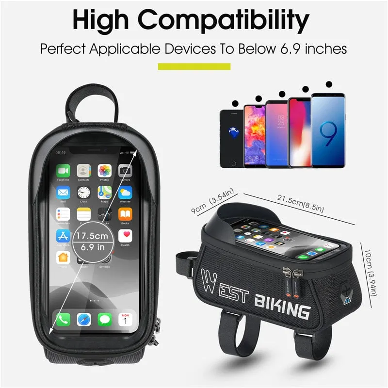 MTB Road Bicycle Bag Sensitive Touch Screen Bike Phone Bag Front Frame Reflective Cycling Accessories Panniers