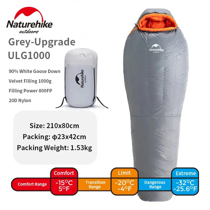 Naturehike Outdoor Camping Travel Ultralight Portable Goose Down Mommy Winter Waterproof And Skin-Friendly Warm Sleeping Bag