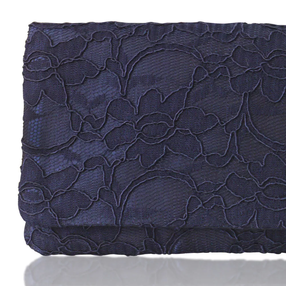 Navy lace clutch handbag ASTRID