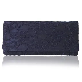 Navy lace clutch handbag ASTRID