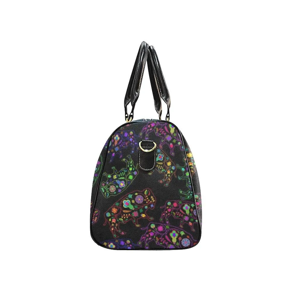 Neon Floral Buffalos Waterproof Travel Bag