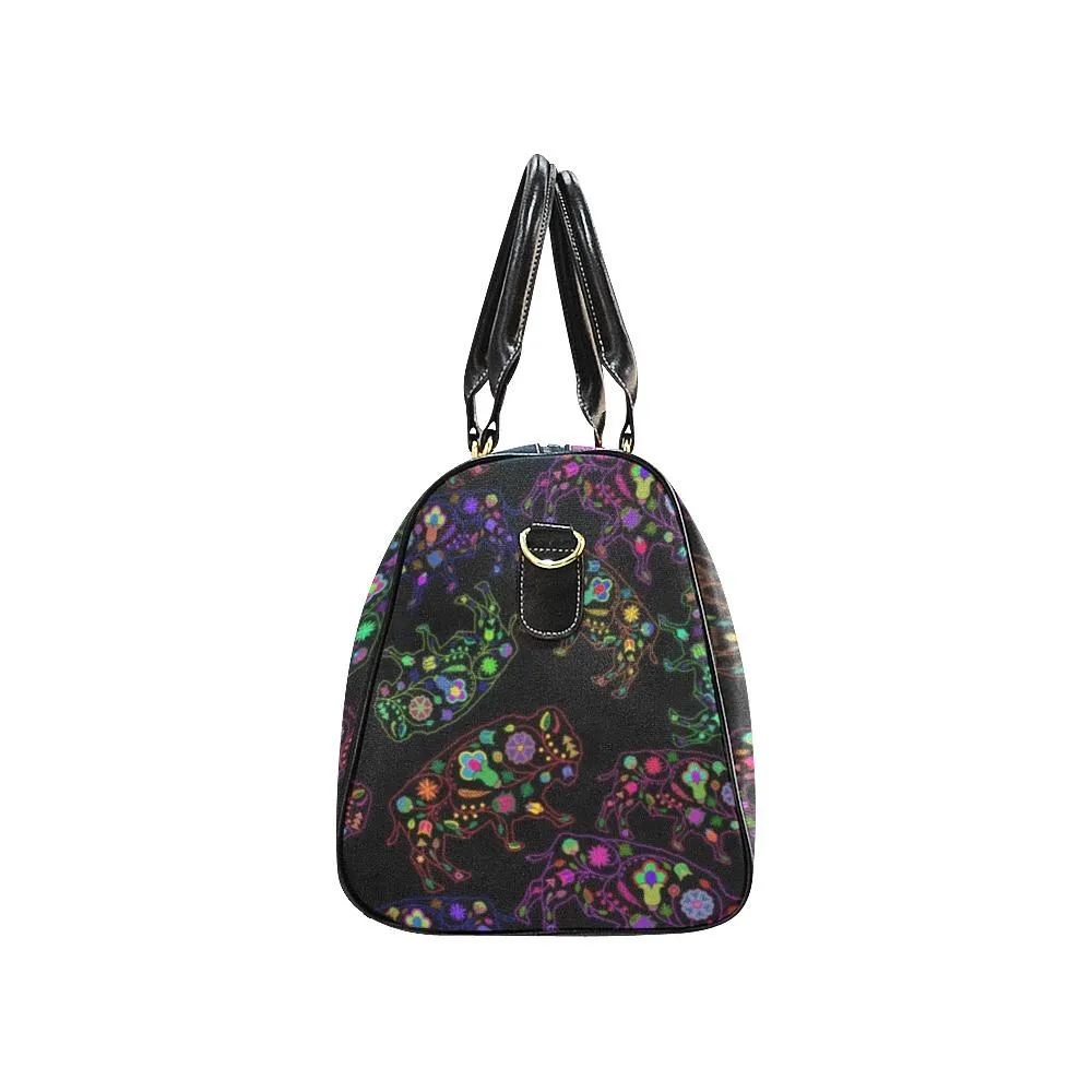 Neon Floral Buffalos Waterproof Travel Bag