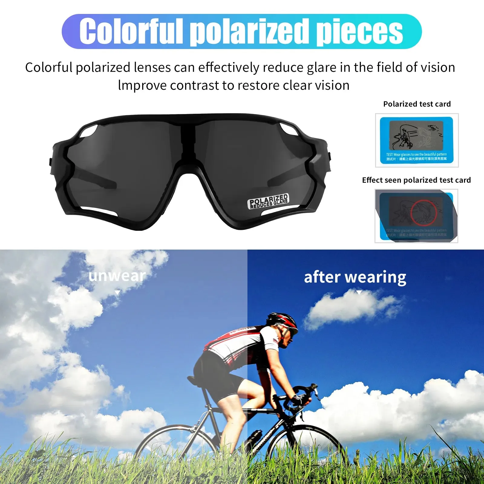 New Kapvoe Polarized Sports Men Cycling Sunglasses Road MTB Bike Outdoor Mountain Bike Riding Goggles Women UV400 Eyewear 5Lens