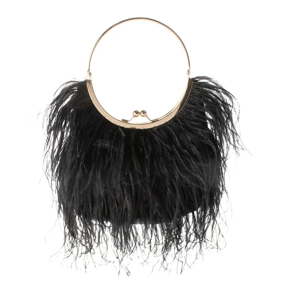 OB6433 PENNY FRAMED FEATHER BAG